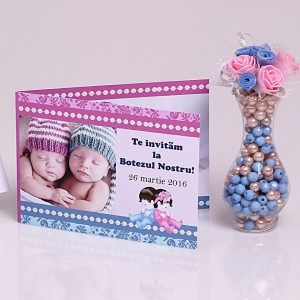 Invitatie Gemeni Dubla Bebelus-Bebelusa Var 4 - Img 3