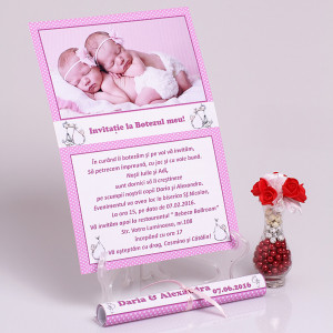 Invitatie Gemeni Papirus 2-Bebeluse Var 2 - Img 2