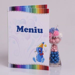 Meniu Botez Simplu Creioane Colorate