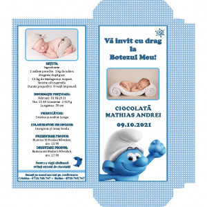 Invitatie Botez Cutie de Ciocolata Strumf 9