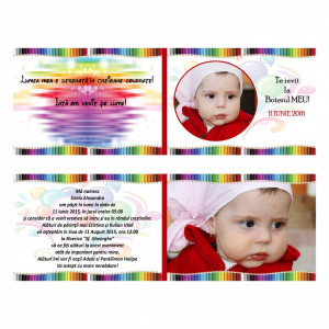 Invitatie Botez Dubla Creioane Colorate 1 - Img 4
