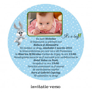 Invitatie Botez Rotunda Bugs Bunny - Img 2