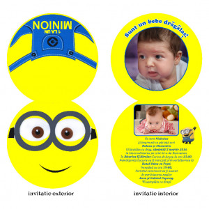 Invitatie Botez Rotunda Dubla Minion