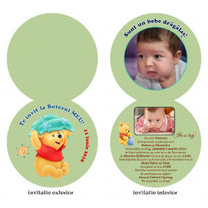 Invitatie Botez Rotunda Dubla Winnie the Pooh