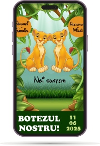 Invitatii Electronice Botez Gemeni - Regele Leu - In Jungla