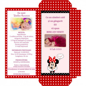 Marturii Botez Cutie de Ciocolata Minnie Mouse 2