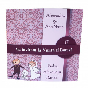 Invitatie 2 in 1 Nunta-Botez Regal NB3 - Img 2