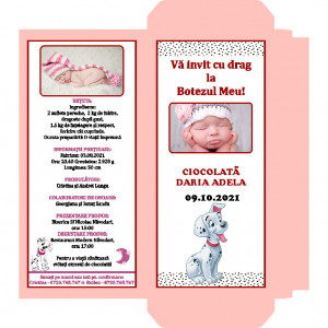 Invitatie Botez Cutie de Ciocolata Dalmatian F5