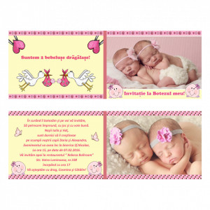Invitatie Gemeni Dubla 2-Bebeluse Var 1 - Img 3
