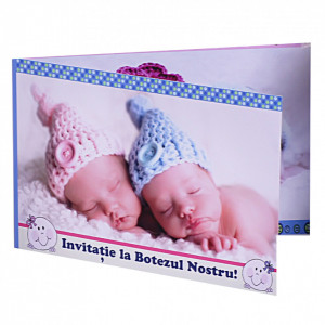 Invitatie Gemeni Dubla Bebelus-Bebelusa Var 1