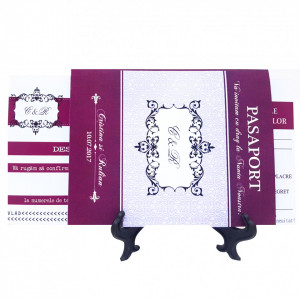 Invitatie Nunta BBS3 Pasaport in DOI Visiniu