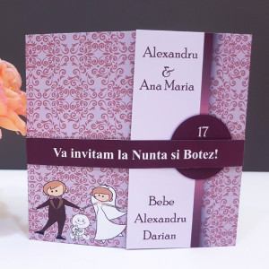 Invitatie 2 in 1 Nunta-Botez Regal NB3 - Img 3