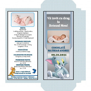 Invitatie Botez Cutie de Ciocolata Tom and Jerry 2
