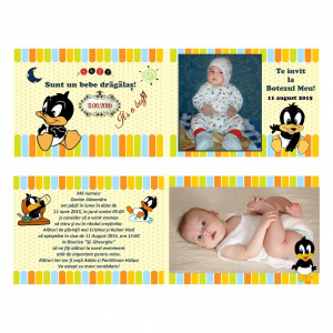 Invitatie Botez Dubla Baby Duffy Duck - Img 4