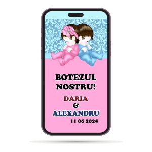 Invitatii Electronice Botez Gemeni - 2 Bebelusi3
