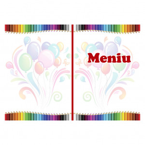Meniu Botez Simplu Fetite Creioane Colorate - Img 2