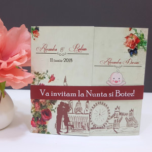 Invitatie 2 in 1 Nunta-Botez Regal NB10 - Img 2