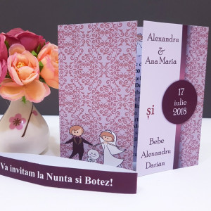 Invitatie 2 in 1 Nunta-Botez Regal NB3 - Img 4