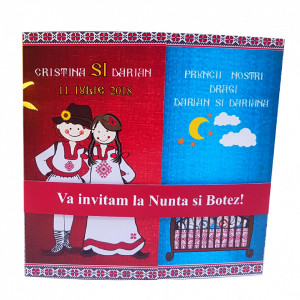 Invitatie 2 in 1 Nunta-Botez Regal NB6