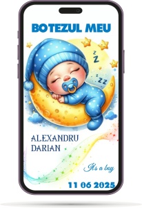 Invitatii Electronice Botez Baieti - Bebelus Ingeras