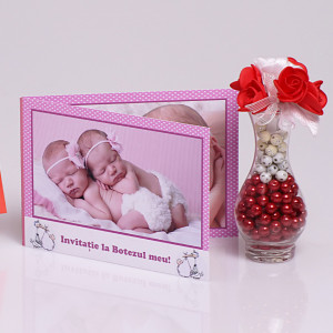 Invitatie Gemeni Dubla 2-Bebeluse Var 2 - Img 2