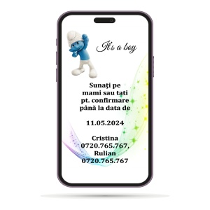 Invitatii Electronice Botez Baieti - Strumf - Img 5