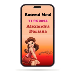 Invitatii Electronice Botez Fetite - Printesa Rosetta