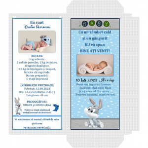 Marturii Botez Cutie de Ciocolata Bugs Bunny