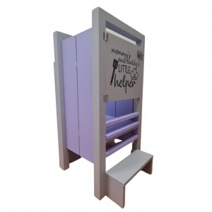 Turn De Activitati Pliabil Multicolor, Stiker Peronalizat, Learning Tower Pliabil Gri Deschis + Mov 85X40X38 cm - Img 4