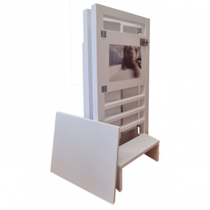 Turn De Activitati Pliabil Alb, Learning Tower Pliabil , Stiker Pisicuta , 85x40x38 cm