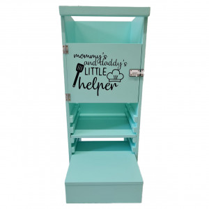 Turn De Activitati 2x1 Verde Menta, Learning Tower 2x1 Verde Menta, Stiker Mommy And Daddy , 85x40x30 cm - Img 2