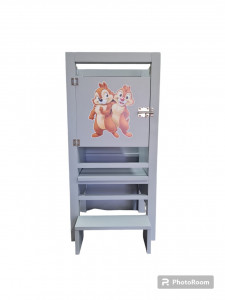 Turn De Activitati Pliabil Gri Deschis, 2x Tabla De Scris , Stiker Chip și Dale , 85X40X38 cm - Img 3