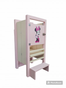 Turn De Activitati Pliabil Roz Cu Crem, Learning Tower Pliabil , Tabla De Scris ,85x40x38 cm