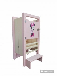 Turn De Activitati Pliabil Roz Cu Crem, Learning Tower Pliabil , Tabla De Scris ,85x40x38 cm
