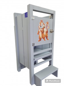 Turn De Activitati Pliabil Gri Deschis, 2x Tabla De Scris , Stiker Chip și Dale , 85X40X38 cm - Img 4