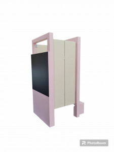 Turn De Activitati Pliabil Roz Cu Crem, Learning Tower Pliabil , Tabla De Scris ,85x40x38 cm - Img 2