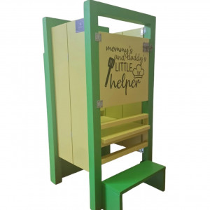 Turn De Activitati Pliabil Verde Cu Galben, Learning Tower Pliabil , 85x40x38 cm - Img 3