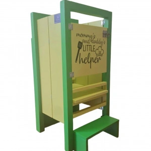 Turn De Activitati Pliabil Verde Cu Galben, Learning Tower Pliabil , 85x40x38 cm - Img 3
