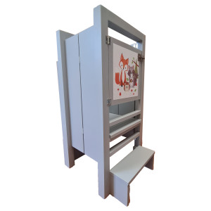 Turn De Activitati Pliabil Gri Deschis Cu Stiker Animat , Learning Tower Pliabil