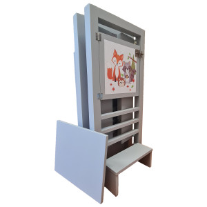 Turn De Activitati Pliabil Gri Deschis Cu Stiker Animat , Learning Tower Pliabil - Img 3