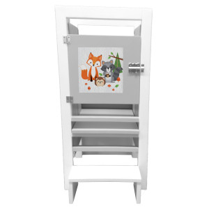 Turn De Activitati Pliabil Multicolor,Stiker Vulpe si Raton, Learning Tower Pliabil - Img 2
