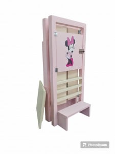 Turn De Activitati Pliabil Roz Cu Crem, Learning Tower Pliabil , Tabla De Scris ,85x40x38 cm - Img 3