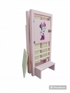 Turn De Activitati Pliabil Roz Cu Crem, Learning Tower Pliabil , Tabla De Scris ,85x40x38 cm - Img 3