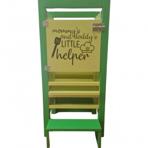Turn De Activitati Pliabil Verde Cu Galben, Learning Tower Pliabil , 85x40x38 cm - Img 4