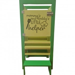 Turn De Activitati Pliabil Verde Cu Galben, Learning Tower Pliabil , 85x40x38 cm - Img 4