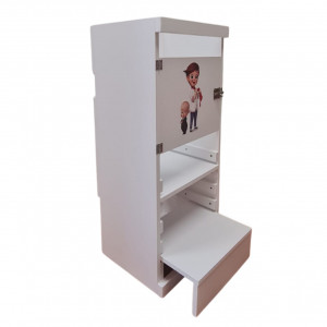 Turn De Activitati 2x1 Alb, Learning Tower 2x1 Alb, Stiker Animat,85x40x30 cm