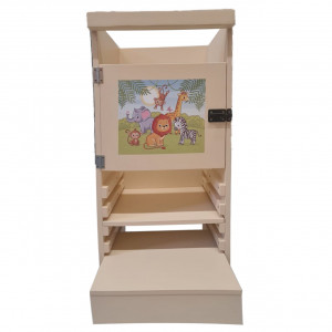 Turn De Activitati 2x1 Crem, Learning Tower 2x1 Crem , Stiker Animat, TABLA DE SCRIS, 85x40x30 cm - Img 2