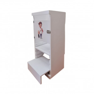 Turn De Activitati 2x1 Alb, Learning Tower 2x1 Alb, Stiker Animat,85x40x30 cm - Img 2