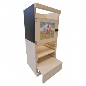 Turn De Activitati 2x1 Crem, Learning Tower 2x1 Crem , Stiker Animat, TABLA DE SCRIS, 85x40x30 cm