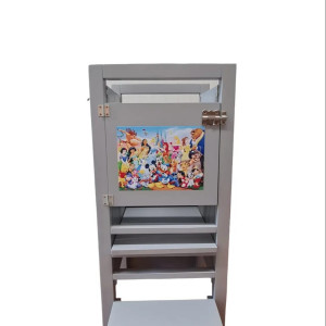 Turn De Activitati Pliabil , Learning Tower Pliabil Gri Deschis , Stiker Permanent , 85x40x38 cm - Img 2
